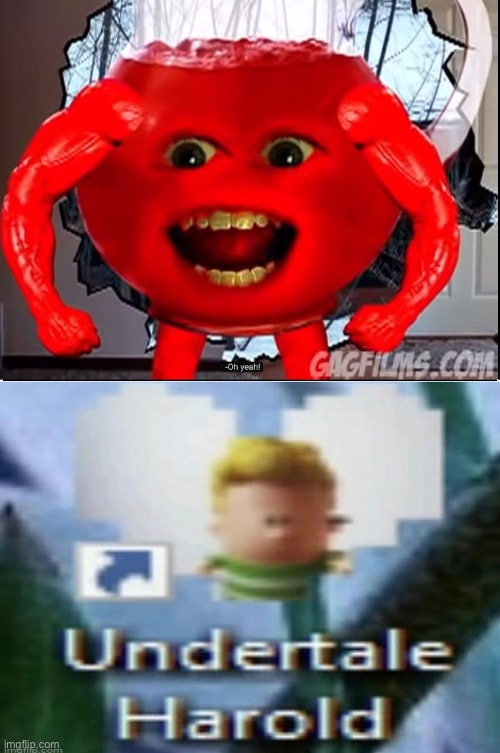Undertale Harold is not scared of kool aid killer | image tagged in kool aid killer scares who meme template | made w/ Imgflip meme maker