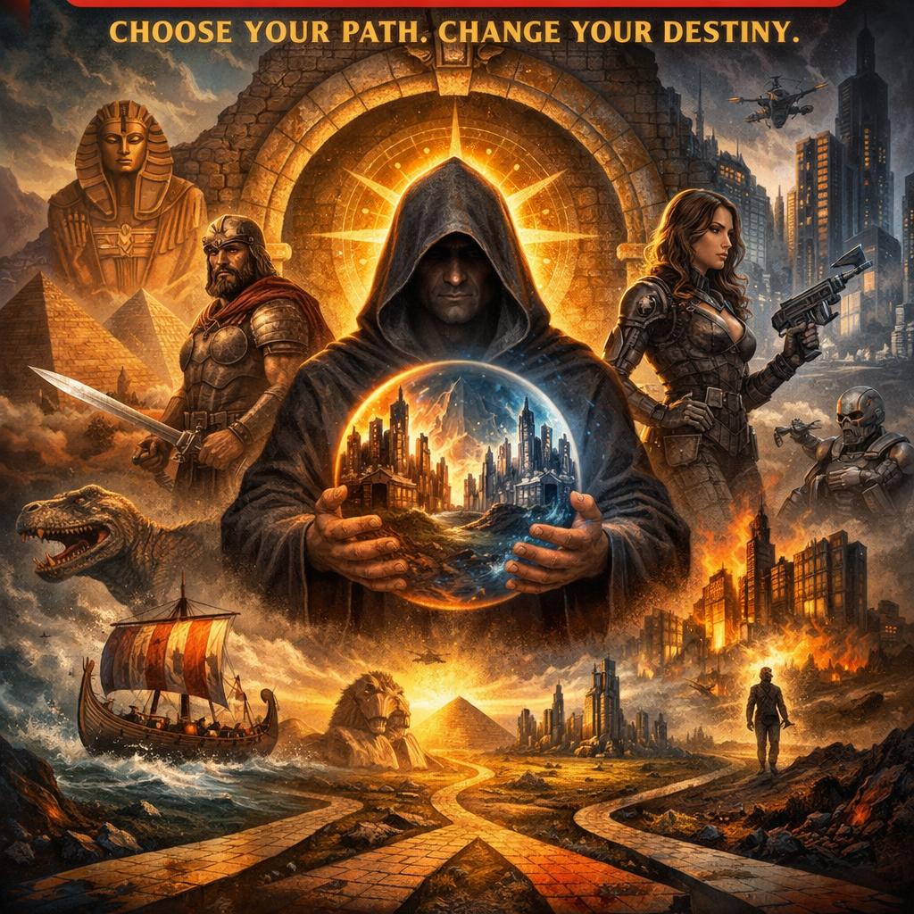 Choose Your Own Adventure, destiny, history, mythology, futurism Blank Meme Template