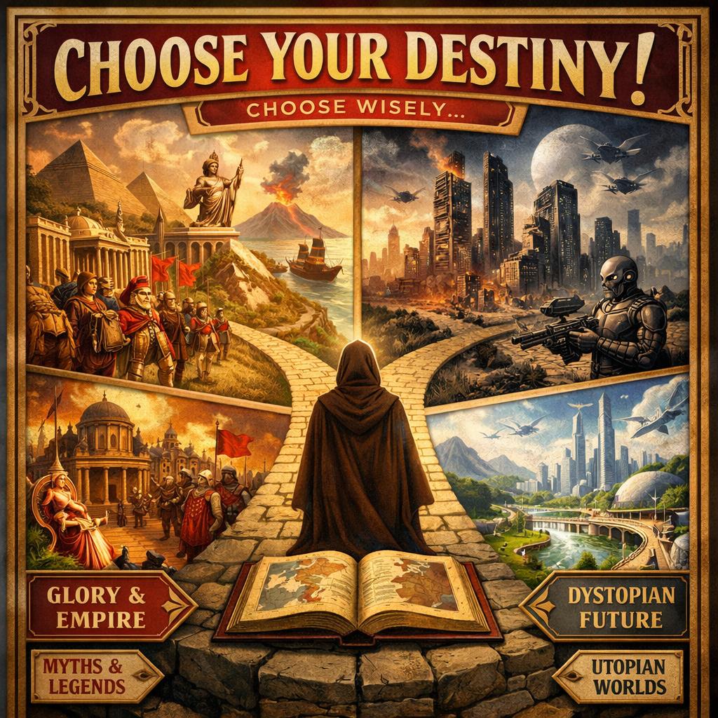 Choose Your Own Adventure, destiny, choose wisely, history, myth Blank Meme Template