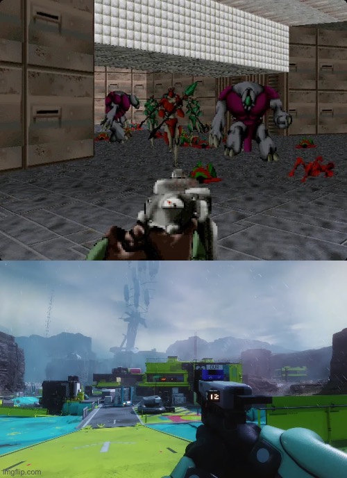 Genuinely astonishing that we went from this to this in Marathon (1994) to Marathon (2026) | made w/ Imgflip meme maker