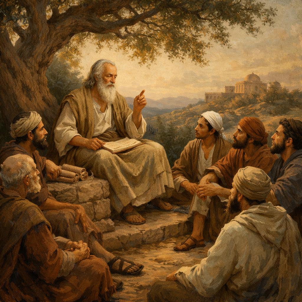 A wise man teaching his disciples Blank Meme Template