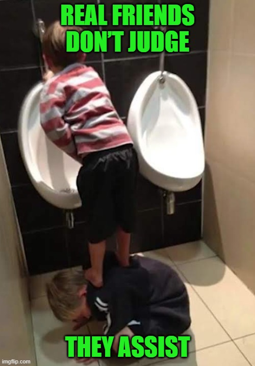 friends | Real friends don’t judge; they assist | image tagged in memes | made w/ Imgflip meme maker