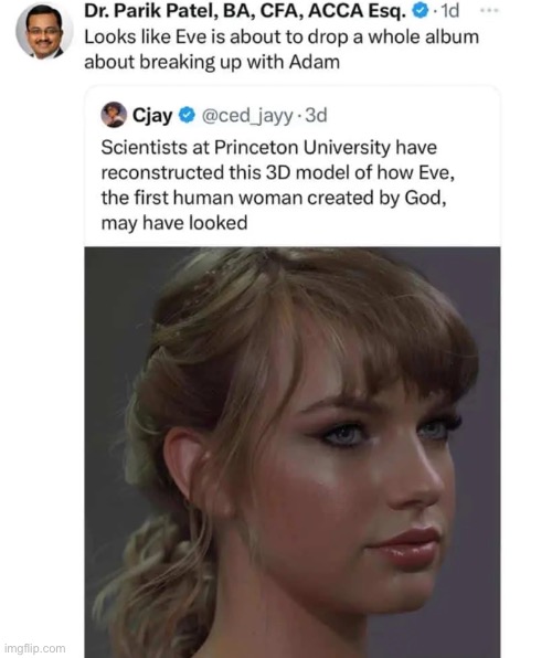 image tagged in adam and eve,taylor swift | made w/ Imgflip meme maker