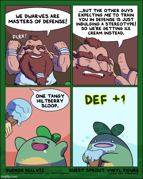 And more defensive! | image tagged in swords,sprout,quest,defense,ice cream,brain freeze | made w/ Imgflip meme maker
