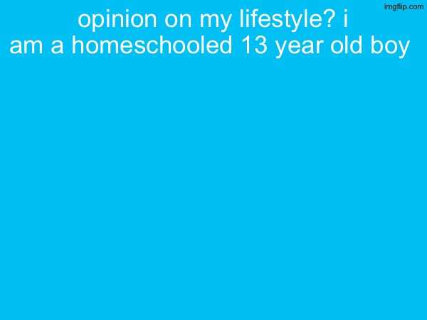 opinion on my lifestyle? i am a homeschooled 13 year old boy | made w/ Imgflip meme maker