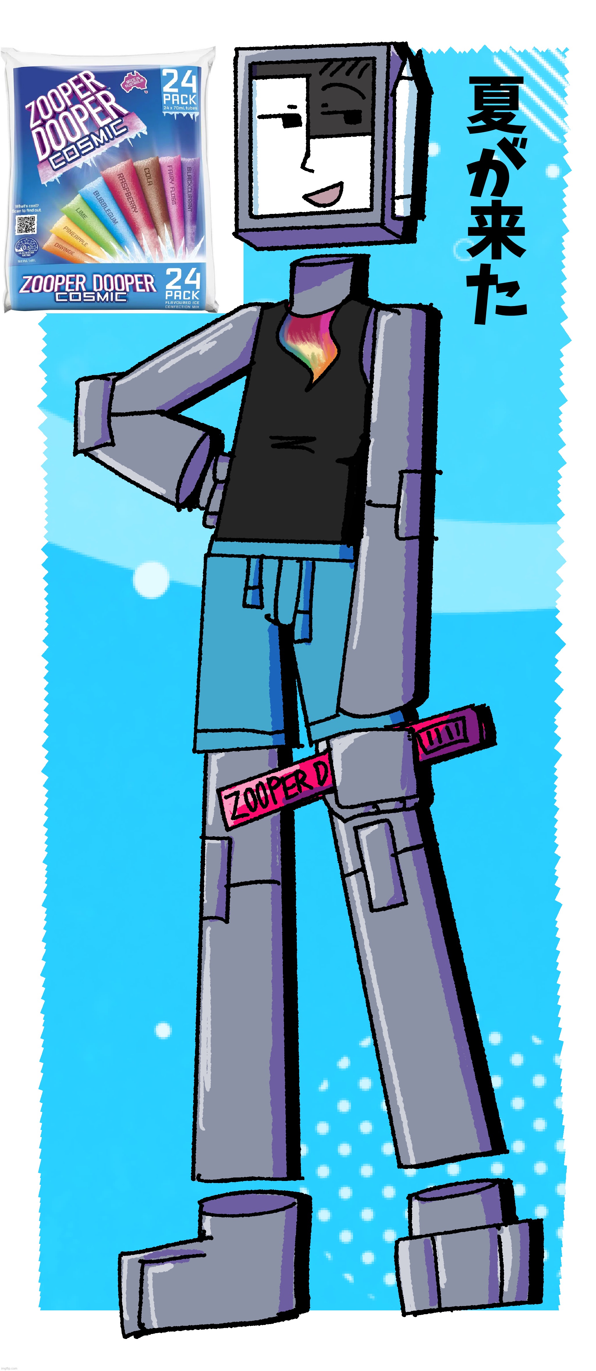 i drew him wearing swim shorts again (ZOOPER DOOPER MENTIONED) | image tagged in professor procreate,summer,aussie | made w/ Imgflip meme maker