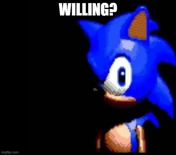 Sonic is PISSED | willing? | image tagged in sonic is pissed | made w/ Imgflip meme maker