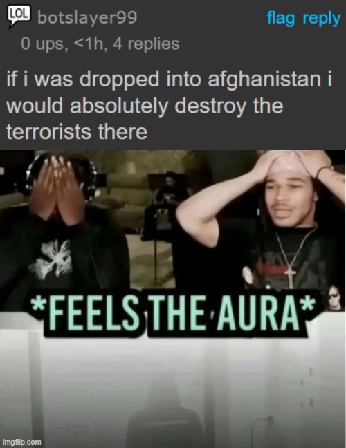 man i love shrinking my tabs just to make the comment be noticeable in the image | image tagged in feels the aura | made w/ Imgflip meme maker