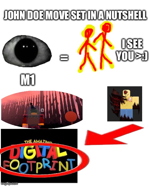 John Doe move set in a nutshell; I see you >:); =; M1 | made w/ Imgflip meme maker
