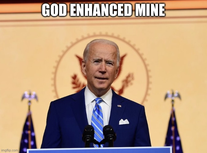 God enhanced mine | image tagged in biden the elf | made w/ Imgflip meme maker