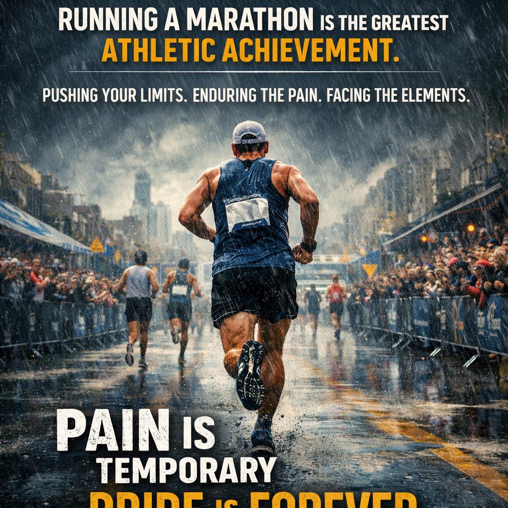 running a marathon is the greatest athletic achievement, pushing Blank Meme Template