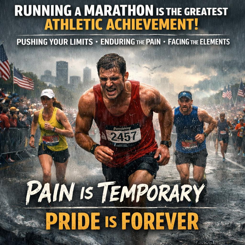 running a marathon is the greatest athletic achievement, pushing Blank Meme Template