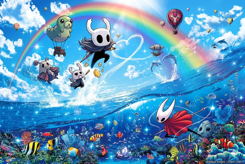 Happy Dolphin Rainbow Hollow Knight Blank Meme Template