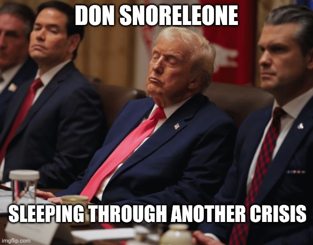 Waiting for the neckbearded "But Biden" deflection attempts | Don Snoreleone; Sleeping through another crisis | image tagged in trump resting his eyes / sleeping at cabinet meeting,trump unfit unqualified dangerous,donald trump,impeach trump | made w/ Imgflip meme maker