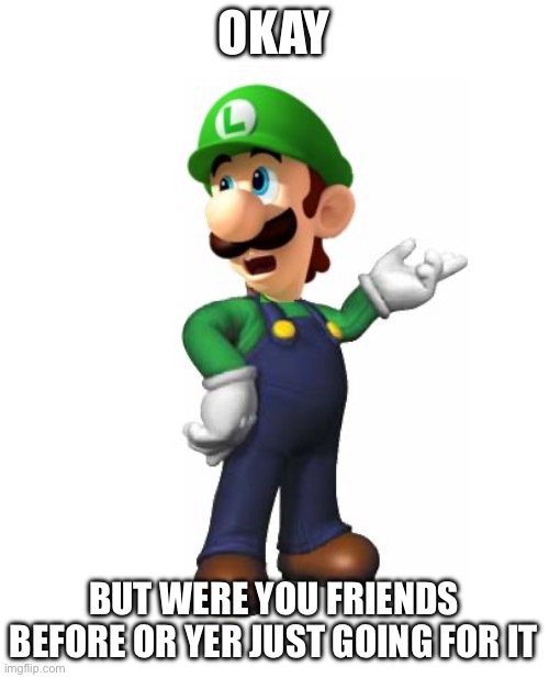 Logic Luigi | Okay But were you friends before or yer just going for it | image tagged in logic luigi | made w/ Imgflip meme maker