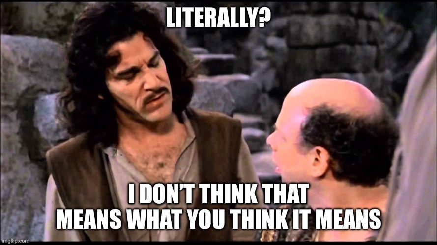 Literally? I don’t think that means what you think it means | image tagged in inigo montoya | made w/ Imgflip meme maker