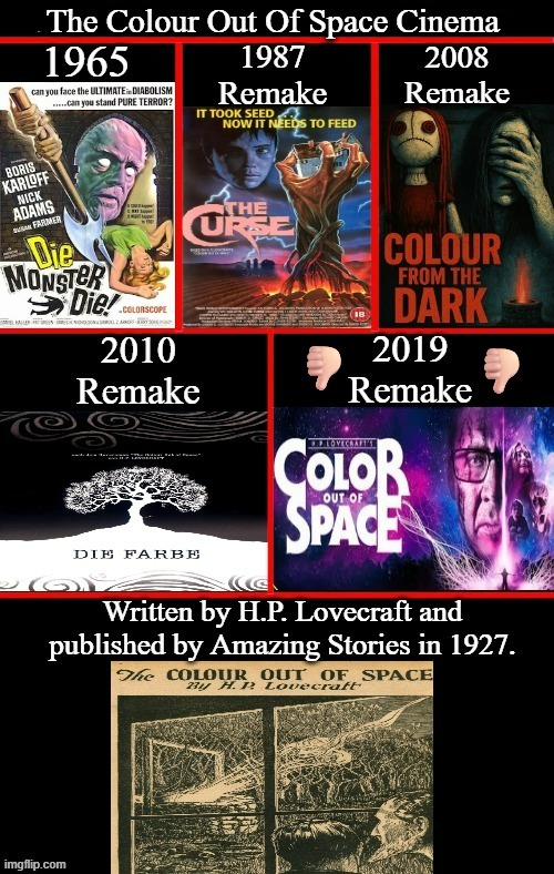 H.P. Lovecraft's The Colour Out Of Space | 👎🏻; 👎🏻 | image tagged in h p lovecraft,the colour out of space,die monster die,the curse,google images,memes | made w/ Imgflip meme maker