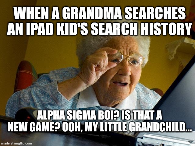Wii Sports | when a grandma searches an ipad kid's search history; alpha sigma boi? is that a new game? ooh, my little grandchild... | image tagged in memes,grandma finds the internet | made w/ Imgflip meme maker