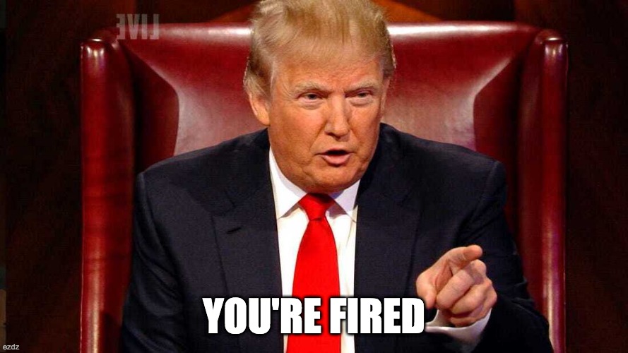 boss | you're fired | image tagged in trump firing trump apprentice | made w/ Imgflip meme maker
