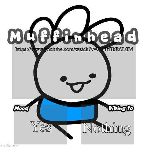 Muffinhead announcement template | https://www.youtube.com/watch?v=C_TfBbR6L0M; Yes; Nothing | image tagged in muffinhead announcement template | made w/ Imgflip meme maker