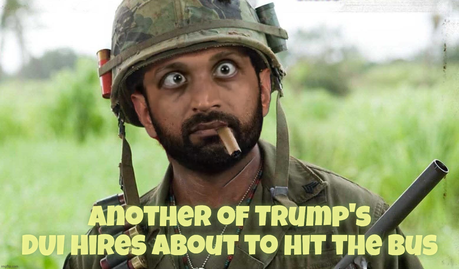 Another DUI hire failure,, | Another of Trump's
DUI hires about to hit the bus | image tagged in kash me outside patel,kash patel,dui hire,trump's liquor cabinet,trying to make up for never getting to be a frat boy,drunk | made w/ Imgflip meme maker