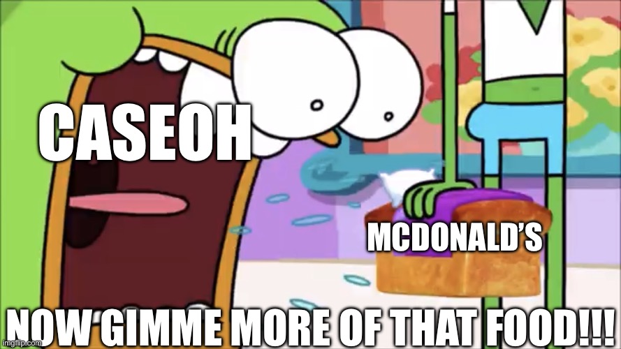 CaseOh according to the internet: | CASEOH; MCDONALD’S; NOW GIMME MORE OF THAT FOOD!!! | image tagged in now gimme more of that bread,caseoh,food,mcdonald's,beliefs,fat | made w/ Imgflip meme maker