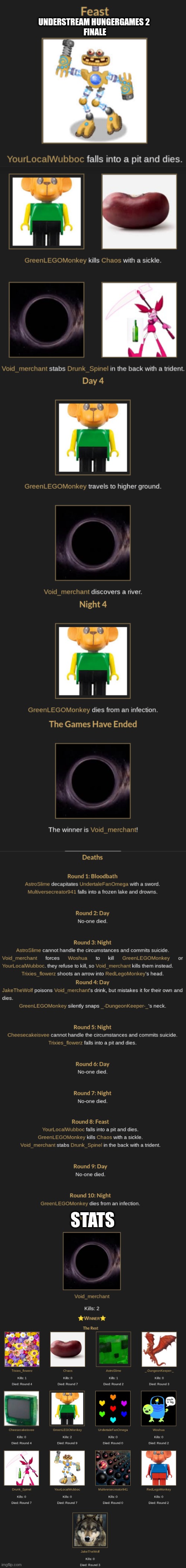 game is over. Void wins! | understream hungergames 2 
FINALE; stats | image tagged in understream,hunger games,finale,all done | made w/ Imgflip meme maker