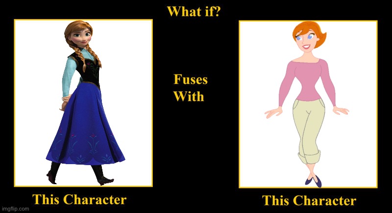 Anna of Arendelle Fuses With Maggie Dunlop | image tagged in blank fusion meme,frozen,anna frozen,maggie dunlop,curious george,redheads | made w/ Imgflip meme maker