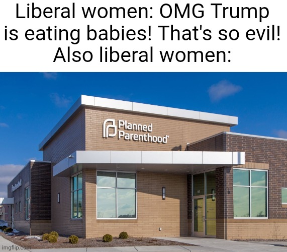 The classic cycle of trying to expose Trump ---> exposing yourself instead | Liberal women: OMG Trump is eating babies! That's so evil!
Also liberal women: | image tagged in liberal logic,liberals,politics,stupid,murder,trump | made w/ Imgflip meme maker