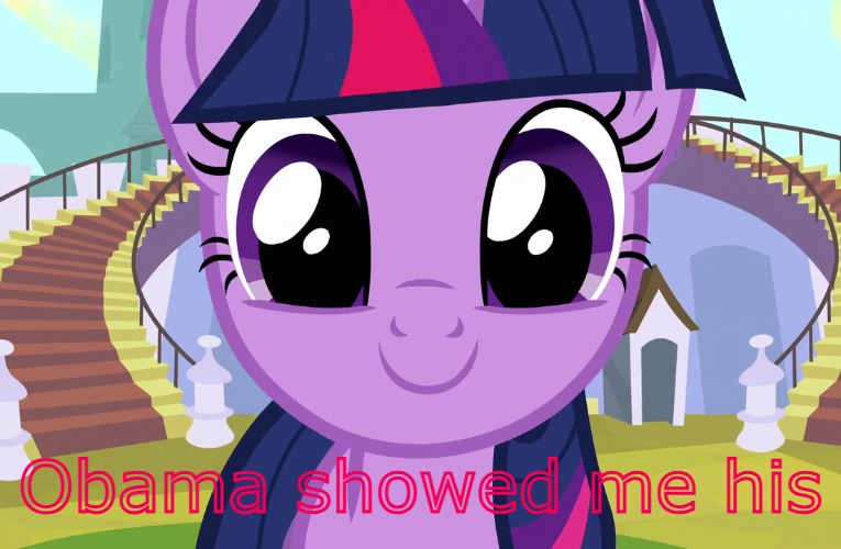 Cute Twilight Sparkle (MLP) | Obama showed me his | image tagged in cute twilight sparkle mlp | made w/ Imgflip meme maker