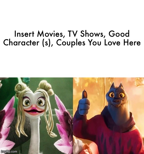 Olivia Burke and Jett Fillmore (GOAT) Loves/Likes What? | Insert Movies, TV Shows, Good Character (s), Couples You Love Here | image tagged in olivia burke,jett fillmore,goat movie,sony pictures animation,memes,blank template | made w/ Imgflip meme maker