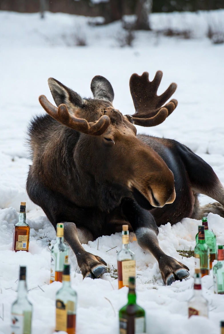 Moose Drunken liquor snow MAGA JPP Blank Meme Template