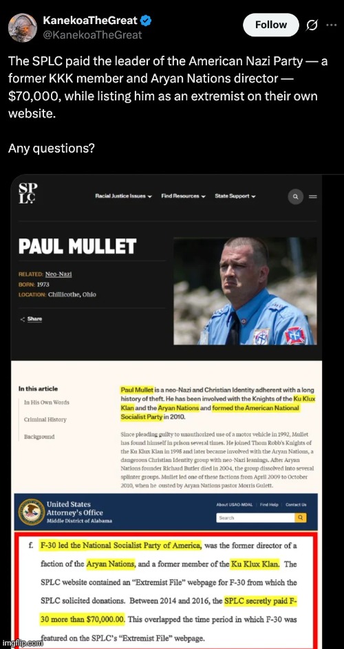 SPLC paying nazis | image tagged in article-69e8e7eb4c351 webp | made w/ Imgflip meme maker