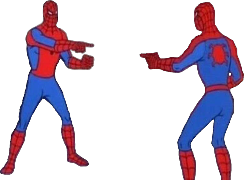 Spidermen pointing no background Blank Meme Template