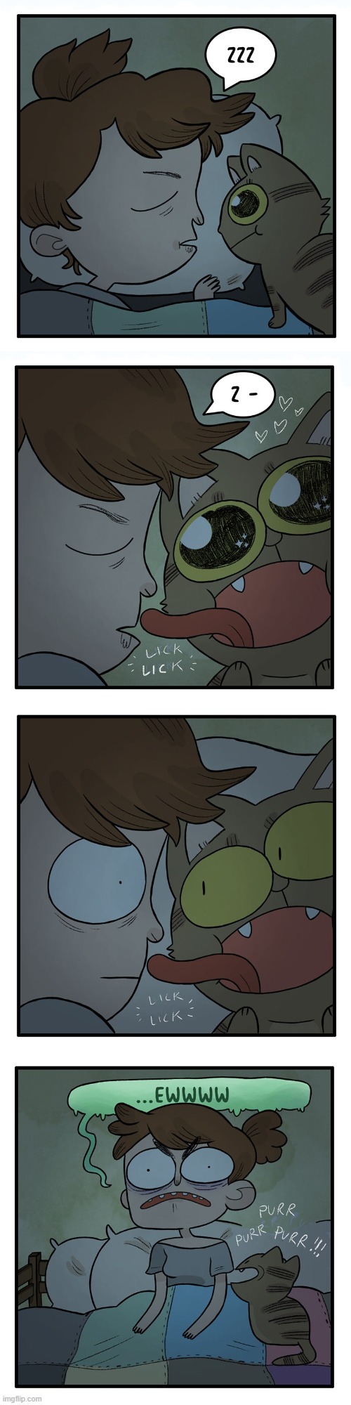 image tagged in sleeping,cat,lick,licking,gross,disgusting | made w/ Imgflip meme maker