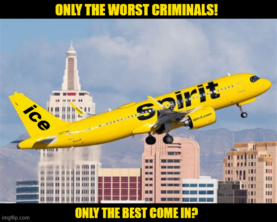 ICE Spirit Airline | Only the worst criminals! ice; Only the best come in? | image tagged in ice spirit airline,we know they deport the inocent non criminals,they aren't importing the best,trump's secret coup part deux | made w/ Imgflip meme maker