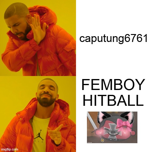 Drake Hotline Bling Meme | caputung6761 FEMBOY HITBALL | image tagged in memes,drake hotline bling | made w/ Imgflip meme maker