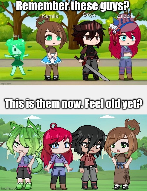 Swirl was replaced with Dog, btw (and the 1st image was 3 years ago) | Remember these guys? This is them now. Feel old yet? | made w/ Imgflip meme maker