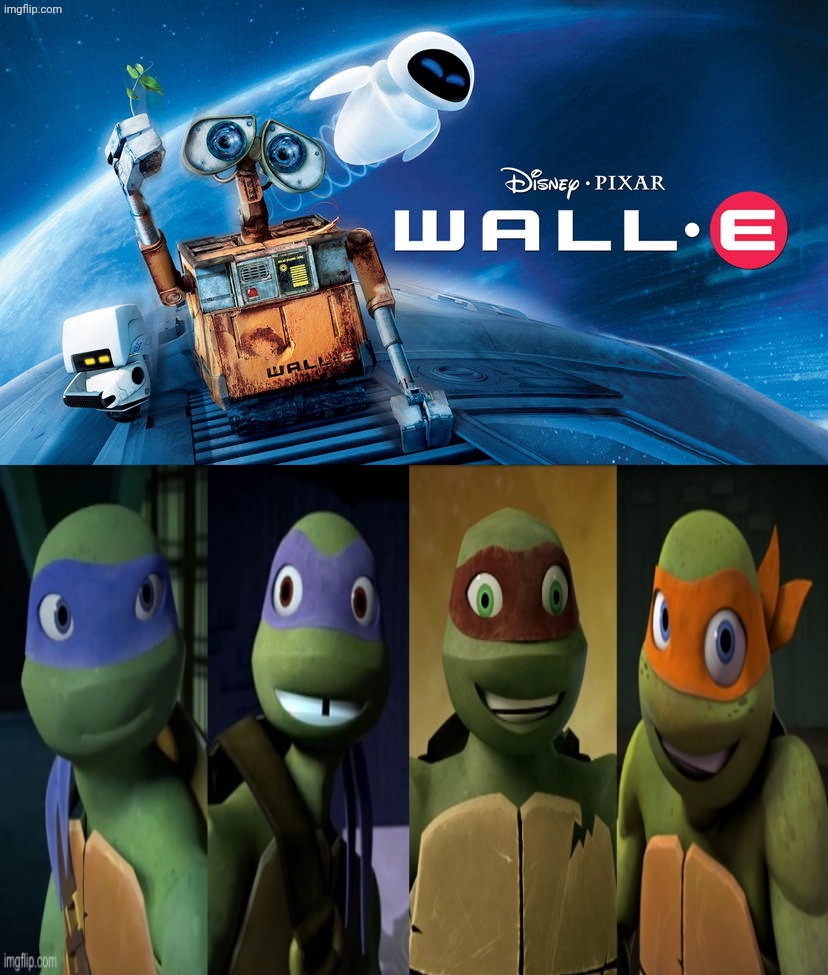 2012 Turtles Loves WALL-E | image tagged in who loves wall-e,deviantart,teenage mutant ninja turtles,tmnt,pixar,wall-e | made w/ Imgflip meme maker