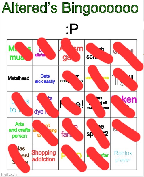 I’m a greyscale asexual and I’m proud of it. Also, got a near blackout on this bingo ^^ | image tagged in altered s bingo | made w/ Imgflip meme maker