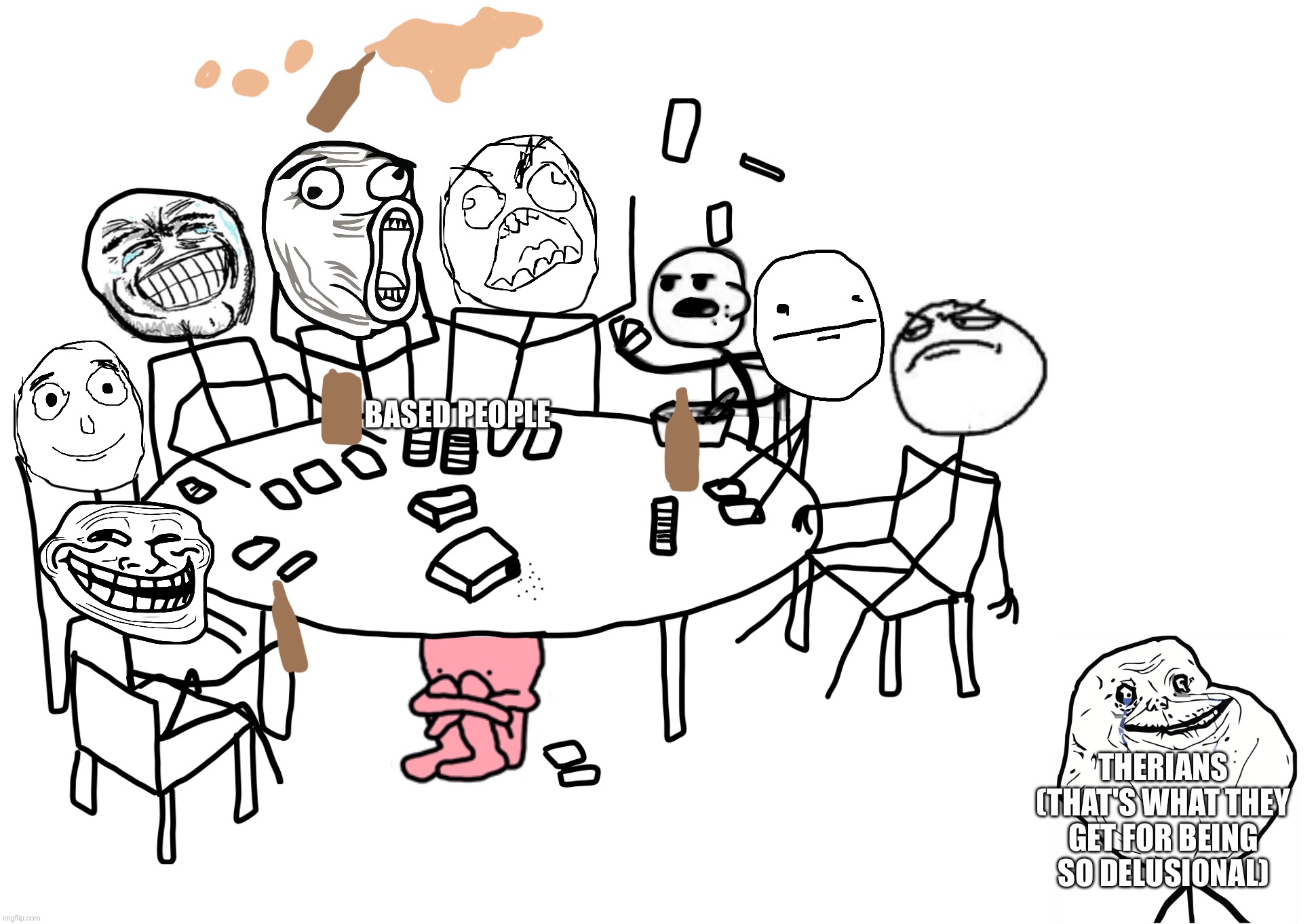 you are not an animal | Based people; Therians (that's what they get for being so delusional) | image tagged in rage comic party,remix | made w/ Imgflip meme maker