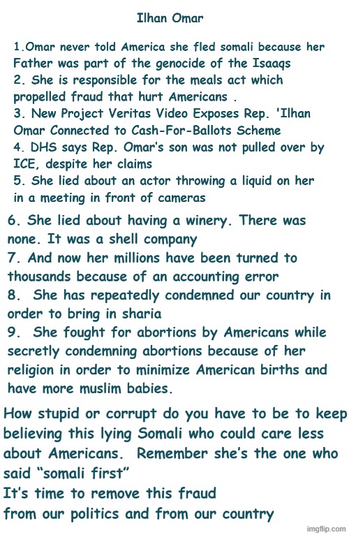 Ilhan omar's criminality | made w/ Imgflip meme maker