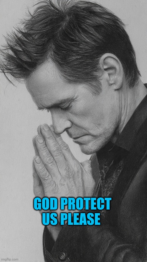 Amazing images I did with Meta AI- praying Jim Carrey | God protect us please | image tagged in jim carrey praying | made w/ Imgflip meme maker