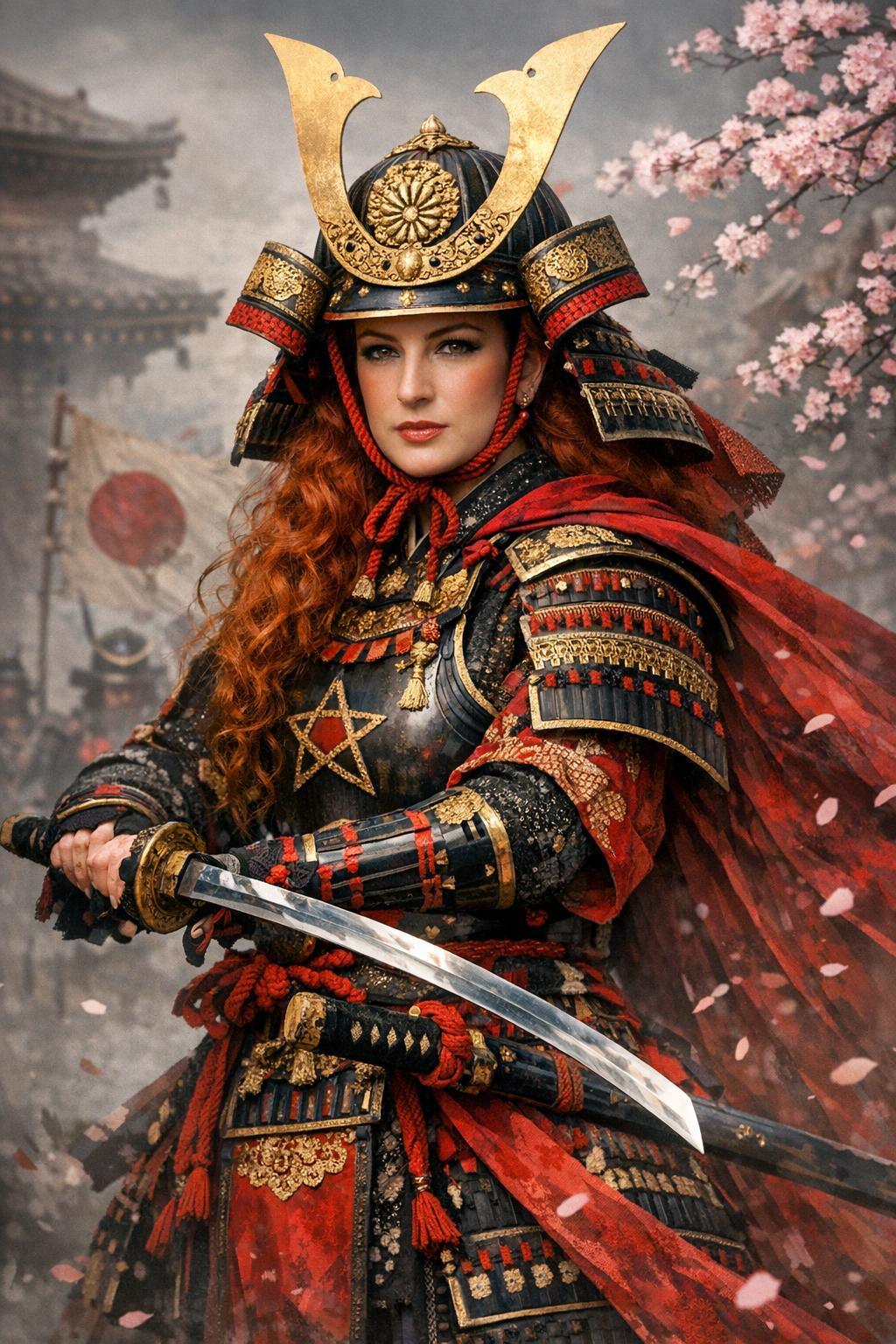Princess Lalla Salma of Morocco as a samurai Blank Meme Template