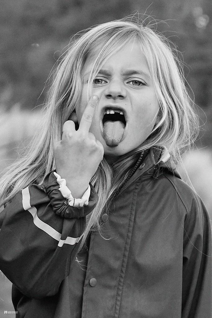 Kid middle finger Blank Meme Template