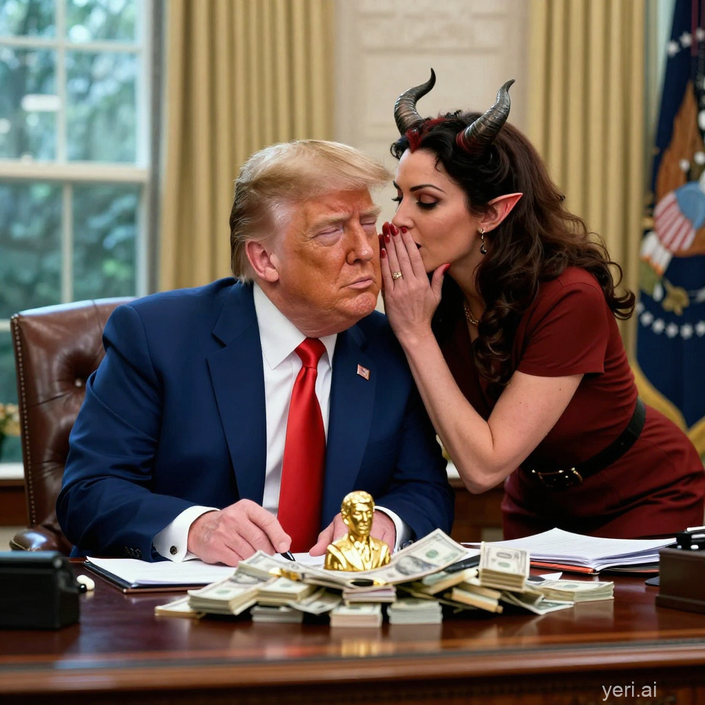 Donald Trump Satan evil bribery corruption Lucifer Devil Blank Meme Template