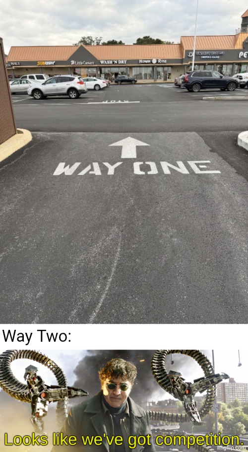 Way One, WayTwo | Way Two: | image tagged in looks like we've got competition,self competition | made w/ Imgflip meme maker