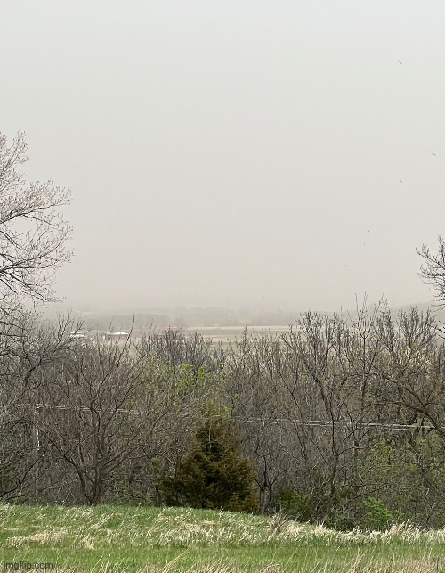 It might not be very visible here but there was a mini dust storm in my city today that suddenly appeared for a few hours | made w/ Imgflip meme maker