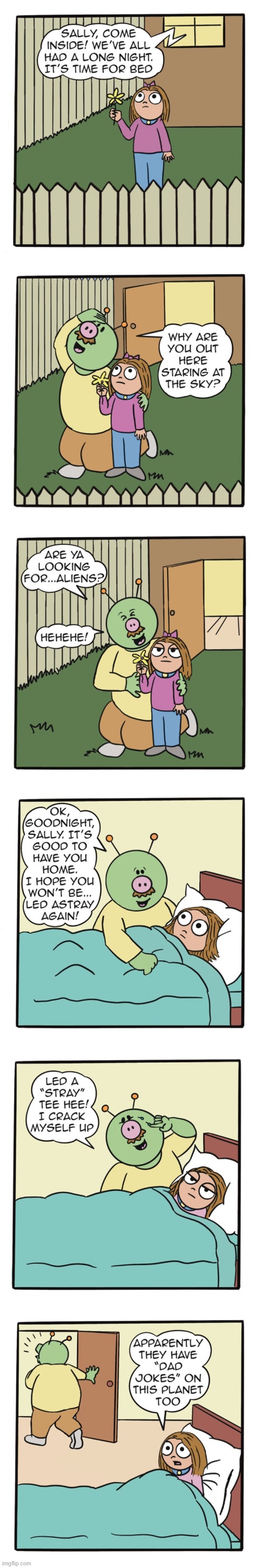 image tagged in human,sally,alien,dad,jokes,dad jokes | made w/ Imgflip meme maker