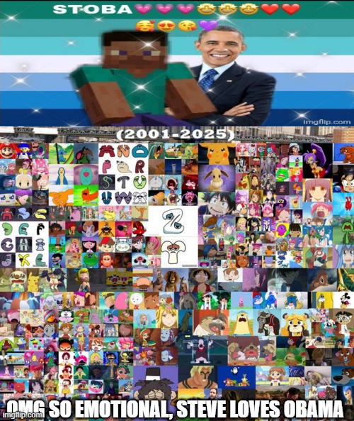 Posting this here | OMG SO EMOTIONAL, STEVE LOVES OBAMA | image tagged in they could describe everything at one single word you know like,remix | made w/ Imgflip meme maker